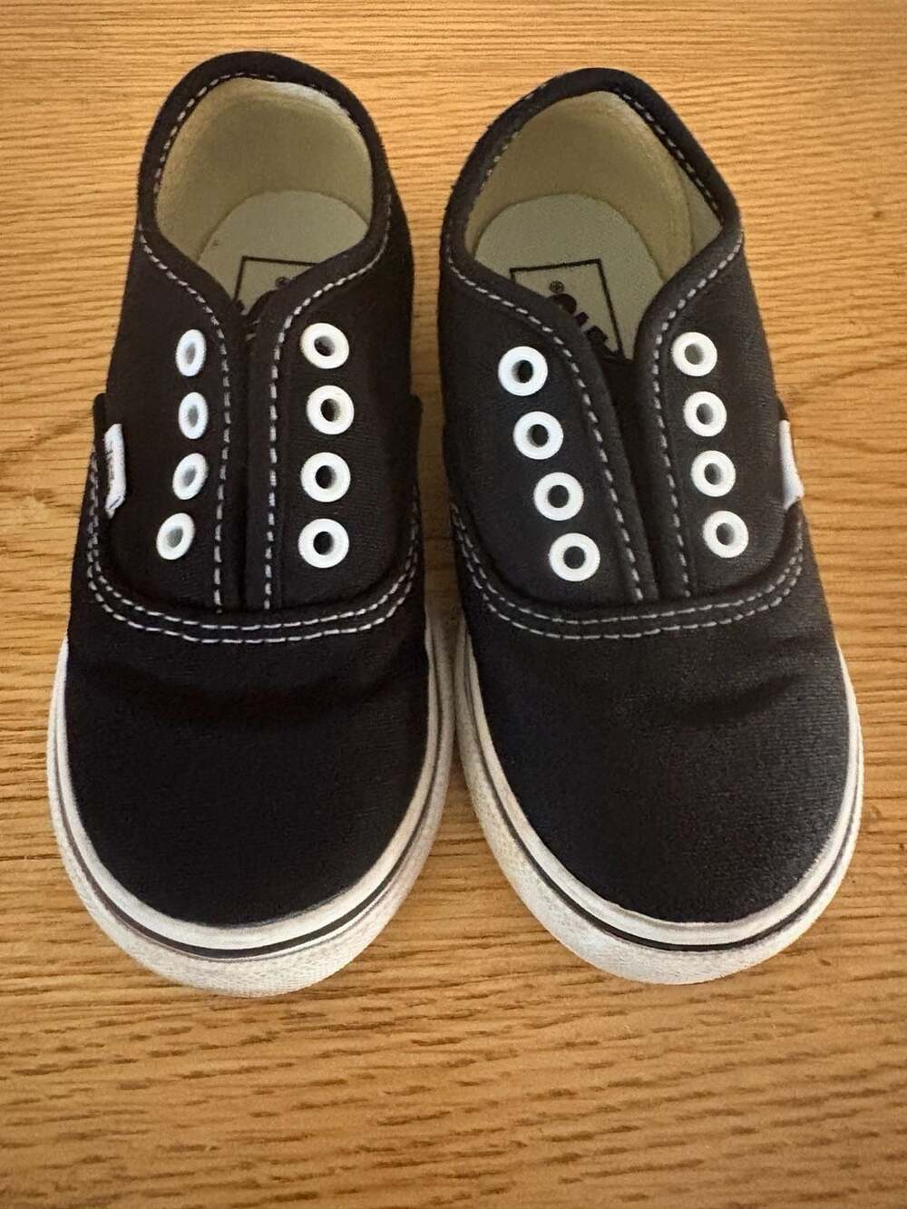 Vans Kids Authentic Slip-On V Toddler Size 8 Black Canvas Shoes